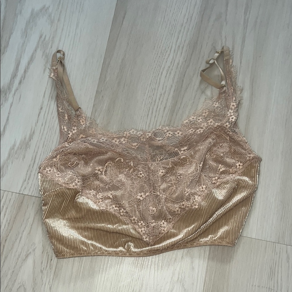 Elegant Lace Trimmed Bralette in Gold